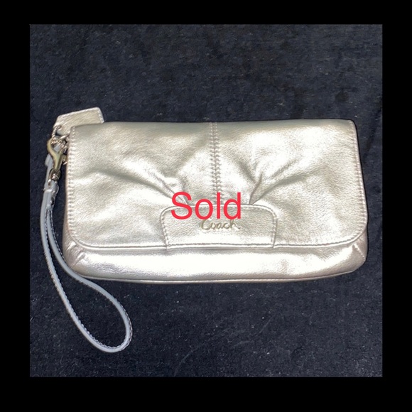 Coach Handbags - Coach silver wristlet wallet